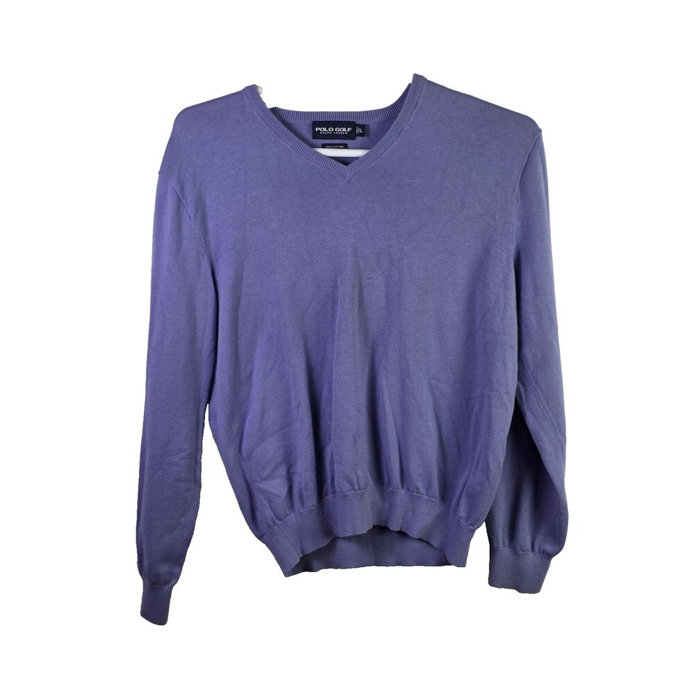 Polo Ralph Lauren Golf Men's Large Purple Cashmear & Cotton V-Neck Knit Sweater